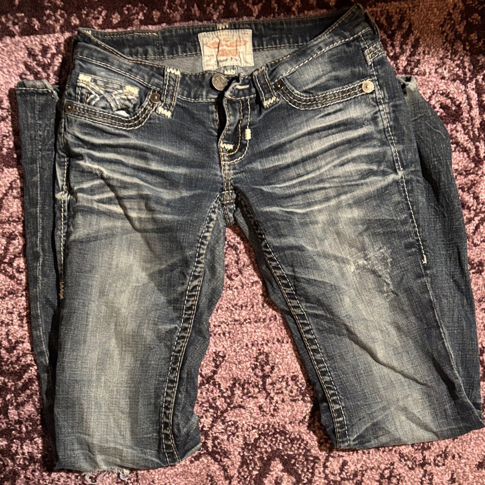Big Star Women's Distressed Dark Blue Jeans